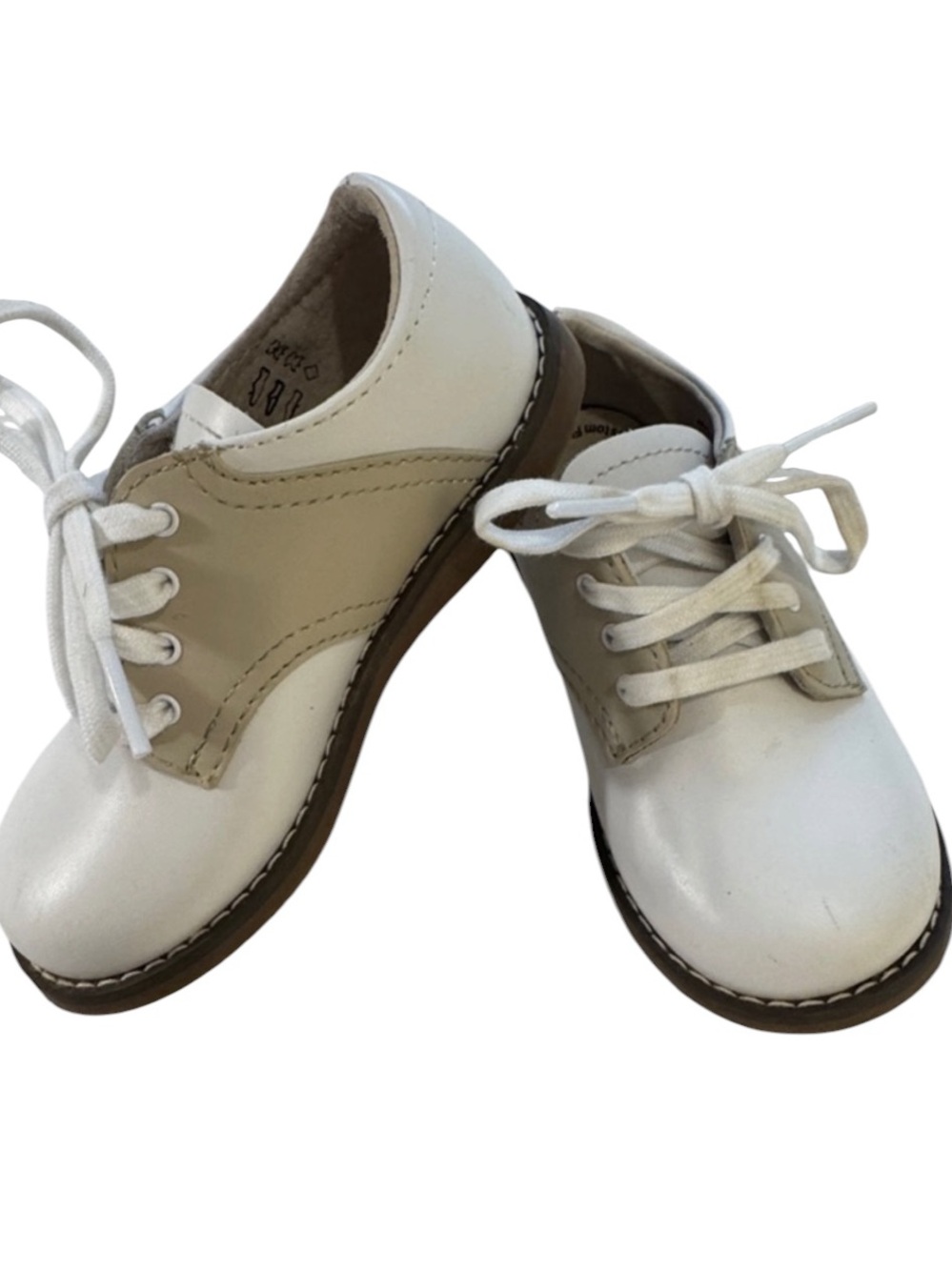 Footmates Saddle Oxford Shoes Toddler Size 8 Wide White Beige Lace Up